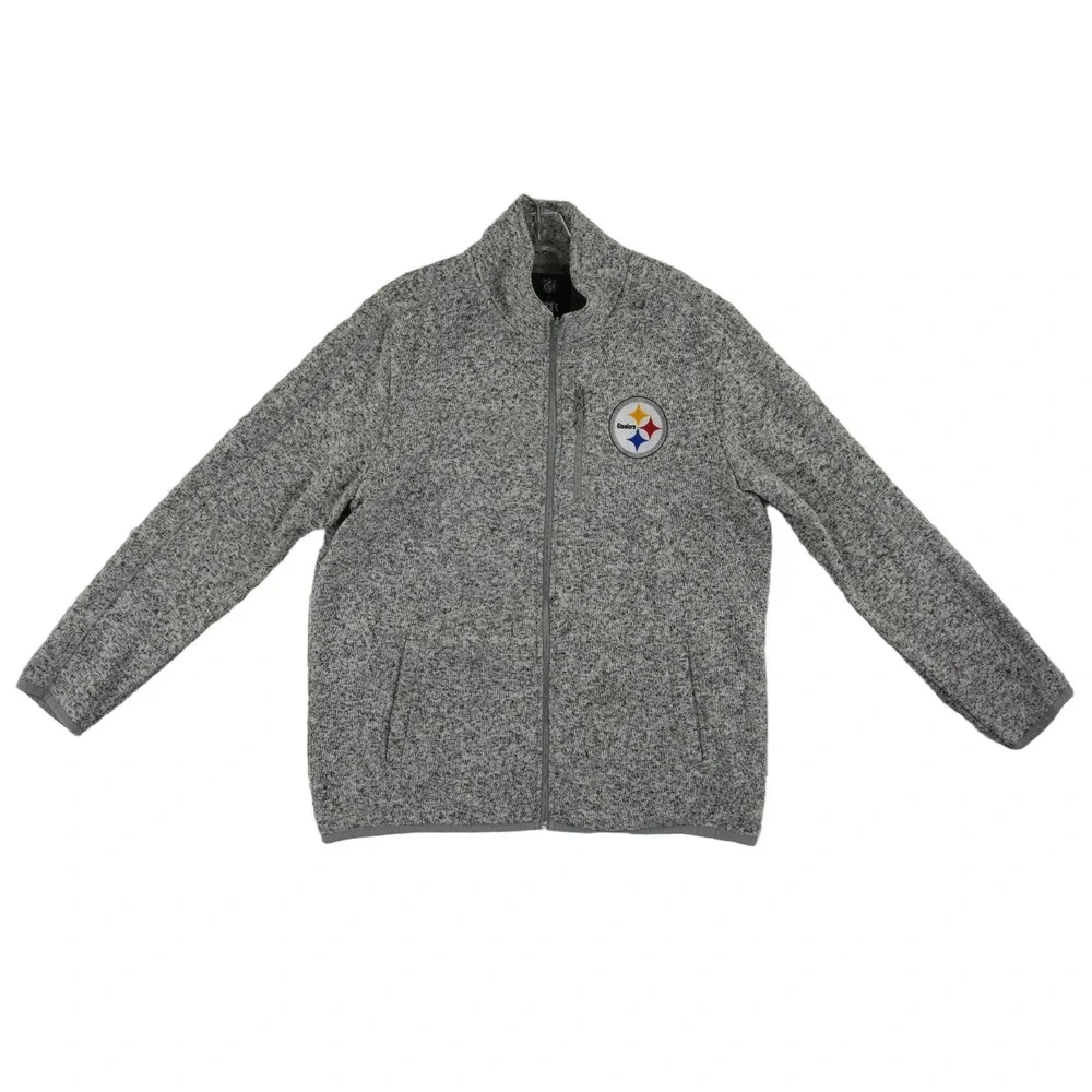 NFL Darius Rucker Steelers Jacket Men's Size Large Gray Sweater Fleece Full Zip